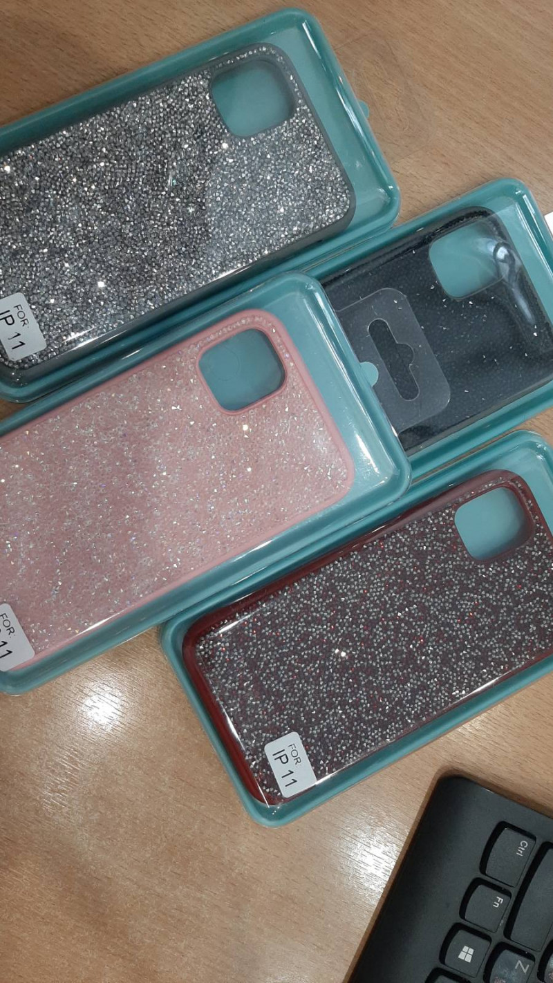 Силикон для Apl IPh X, с блестками SW, красный