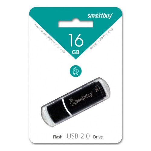 Флеш-накопитель 16Gb SmartBuy Crown, USB 2.0, черный