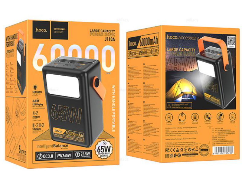 Внешний аккумулятор HOCO J110A, 60000mAh PD 65W+QC3.0