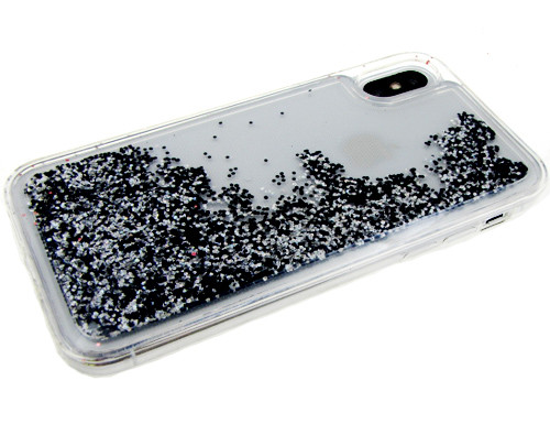 Накладка для SAMSUNG J610F (J6 Plus 2018), Яркие блестки с переливами, черный