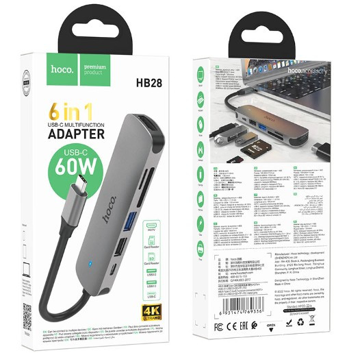 USB HUB HOCO HB28, HDTV, PD, USB3.0, USB2.0, SD, TF