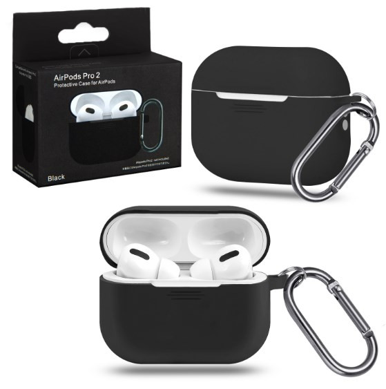 Чехол Airpods Pro 2, с карабином, черный