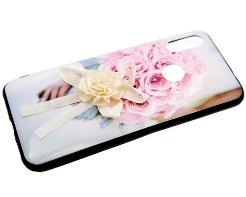 Накладка для SAMSUNG A205F (A20)/A305F (A30), Цветы, шелковая розочка