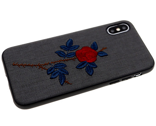 Накладка для Apl IPh 7 Plus/8 Plus, Вышивка, роза темная