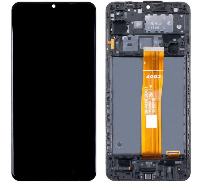 Дисплей для SAMSUNG A12 A125F в сборе с сенсором в корпусе, черный