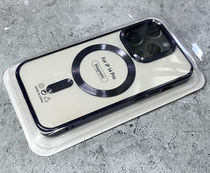 Накладка для Apl IPh 14 Pro Max, без защиты камеры, MagSafe , фиолетовый