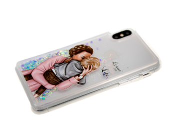 Накладка для SAMSUNG A505F (A50)/A307F (A30s)/A507 (A50s), Жидкие блестки, Девушка с сыном