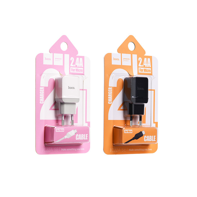 СЗУ HOCO C22 Little 2.4A 1USB кабель micro