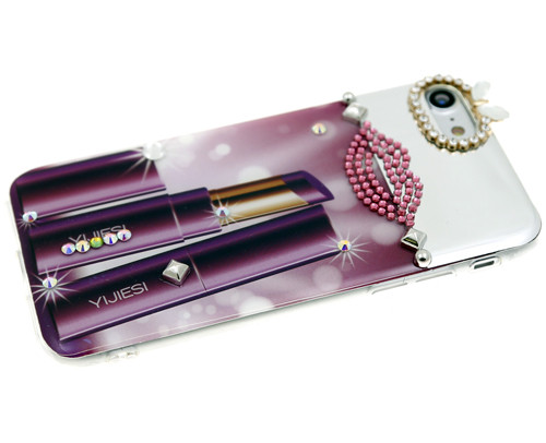 Силикон для Apl IPh X/XS, со стразами и запахом, фиолетовый