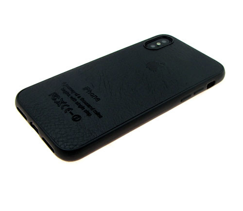 Накладка для Apl IPh 7 Plus/8 Plus, Под кожу, с логотипом, черный