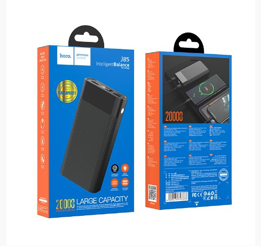Внешний аккумулятор HOCO J85 20000 mAh выходы 2 USB, micro USB, Type-C, LED+ фонарик