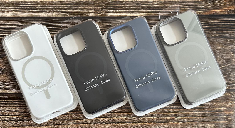 Накладка для Apl IPh 15 Pro глянцевый ободок, MagSafe синий