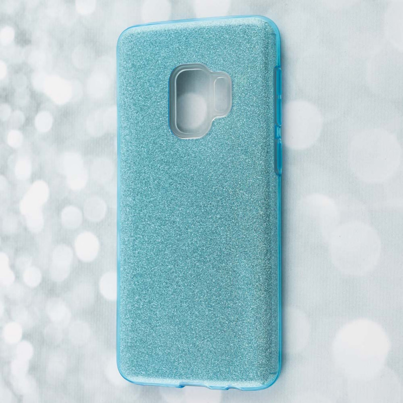 Накладка для SAMSUNG A530F (A8 2018), с блестками, голубой
