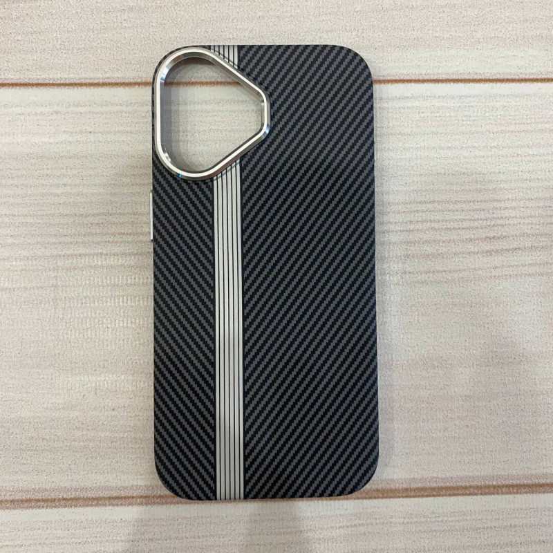 Накладка для Apl IPh 16, с MagSafe, карбон, полоса