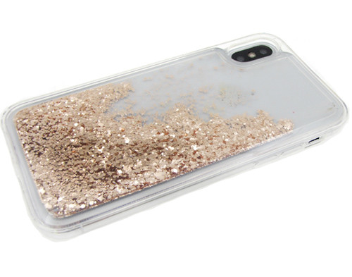 Накладка для SAMSUNG J600F (J6 2018), Яркие блестки с переливами, золото