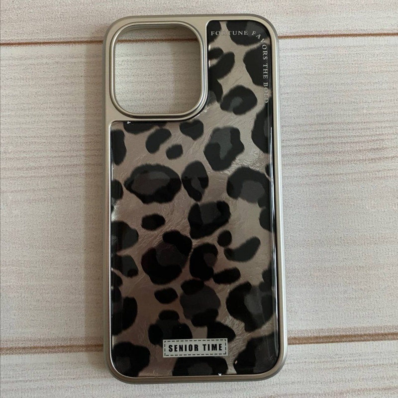 Накладка для Apl IPh 16 Pro, перламутровый леопард, черный