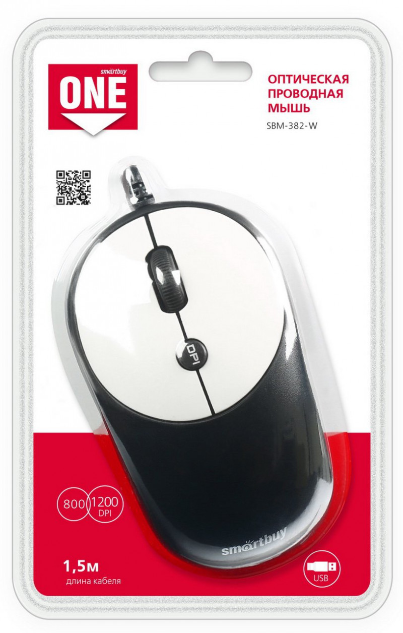 Мышь проводная Smartbuy ONE 382 черно-серая