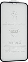 Защитное стекло для ApL Iph X/XS/11 Pro 5D, черное, в упаковке