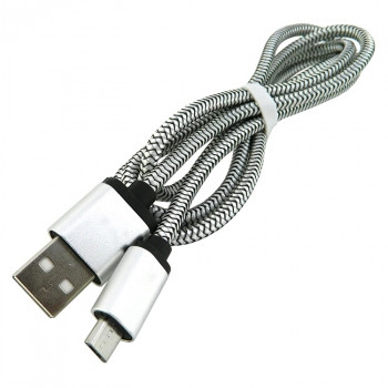 USB кабель для Micro WALKER C510 металлизированный, белый