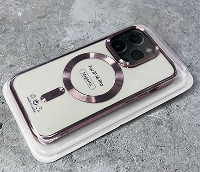 Накладка для Apl IPh 14 Pro Max, без защиты камеры, MagSafe , розовое золото