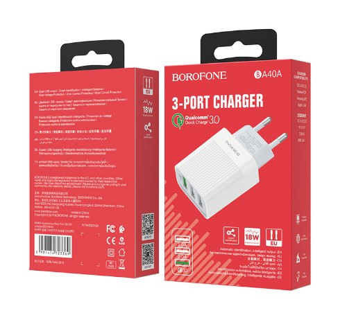 СЗУ BOROFONE BA40A Bountiful 3USB, 3A