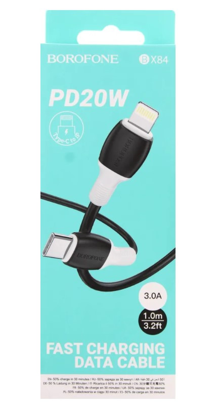 USB кабель для Lightning BOROFONE BX84 Rise 3.0A, 20Вт, QCType-C - Lightning