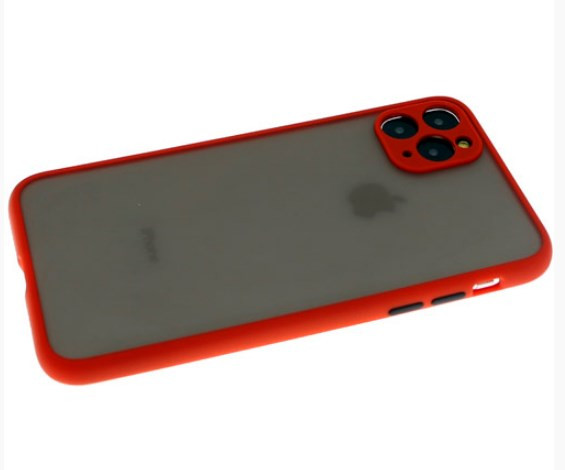 Накладка для Apl IPh 11 Pro Max, противоударный, прозрачно-матовый-красный