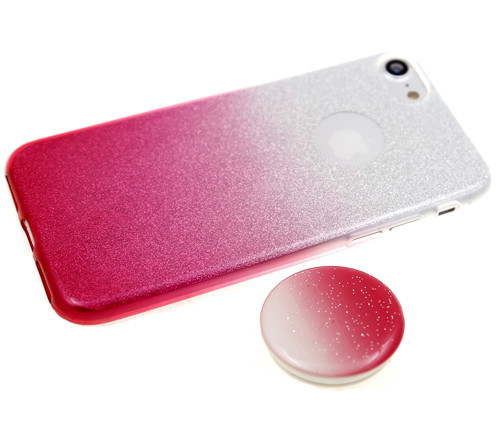 Силикон для SAMSUNG A105F A10, M105F M10, с переливами с попсокетом, розовый