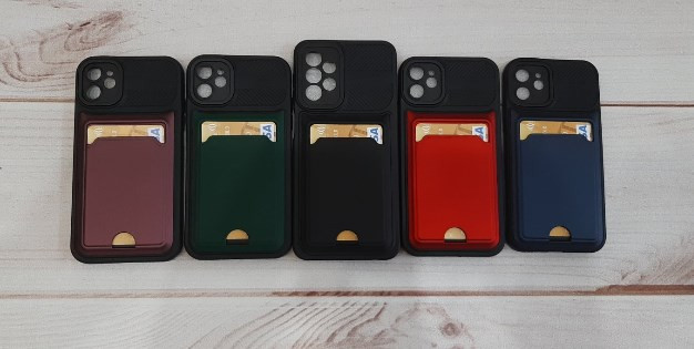 Накладка для Apl IPh 12, противоударный с визитницей съемной, черный