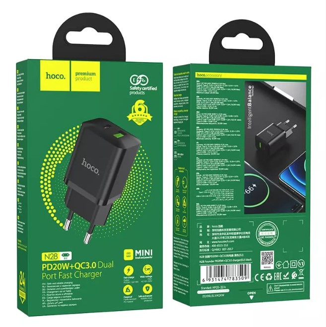 СЗУ HOCO  N28 PD 20W, QC3.0, Type C USB C с USB