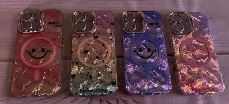 Накладка для Apl IPh 15 Pro, Magsafe, перламутровый с защитой камеры, перья