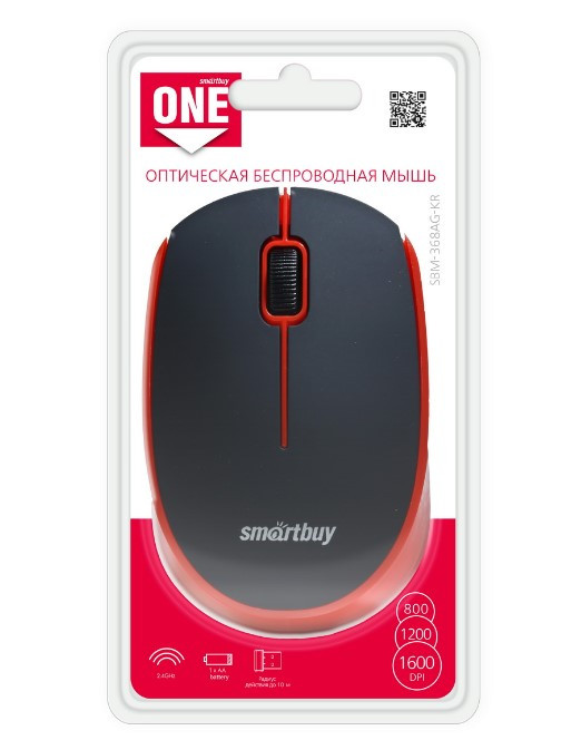 Мышь беспроводная Smartbuy ONE 368 черно красная