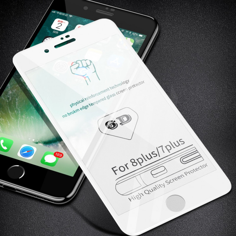 Защитное стекло для ApL iph 7 Plus/8 Plus, Sipo, 6D, белый
