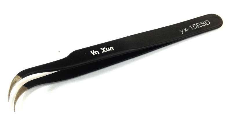 Пинцет YAXUN 15A ESD (изогнутый 12см)