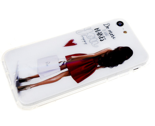 Силикон для SAMSUNG A105F A10, M105F M10, Перламутр, Девушка в красном платье