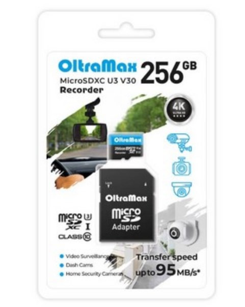 Карта памяти 256Gb MicroSDXC OltraMax, Recorder, Class10 U3, V30, 95MB/s