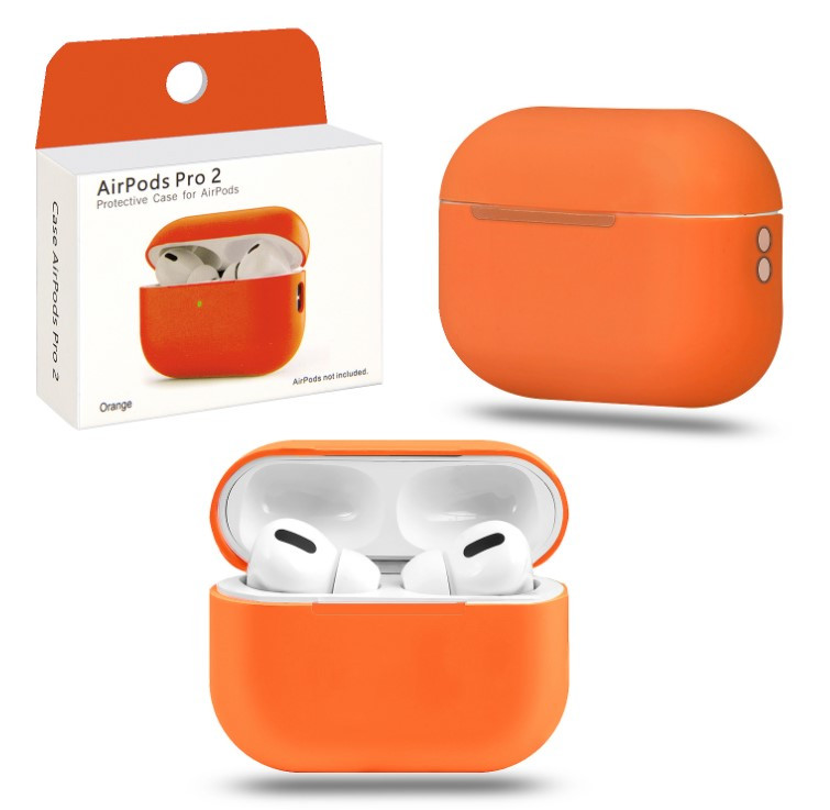 Чехол Airpods Pro 2, Silicon Case, апельсиновый