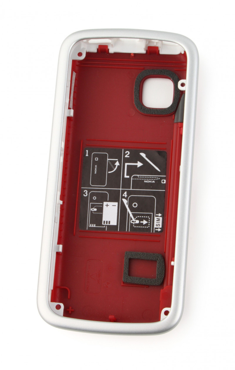 Корпус для Nokia 5230 со средней частью (серебро/красный)