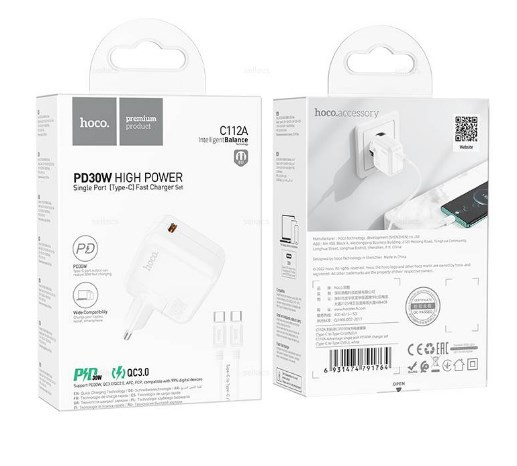 СЗУ HOCO C112A PD30W + QC3.0 кабель Type-C