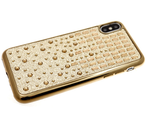 Силикон для HUAWEI Honor 9 lite, блестки с кристаллами, золото