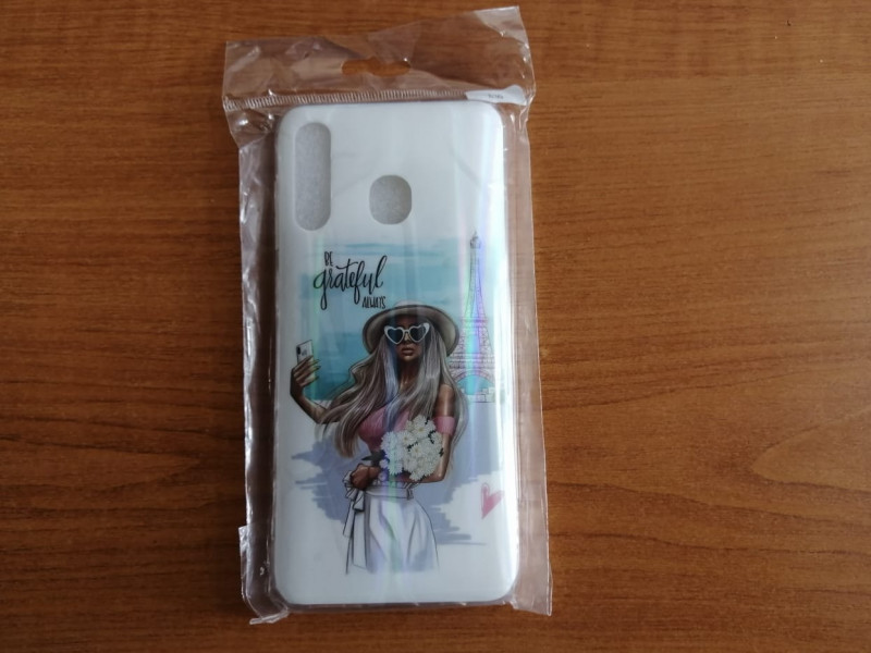 Силикон для SAMSUNG A105F A10, M105F M10, Перламутр, Девушка с ромашками