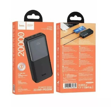 Внешний аккумулятор HOCO J136A 20000mAh, 22,5W. 2USB, micro, Type c