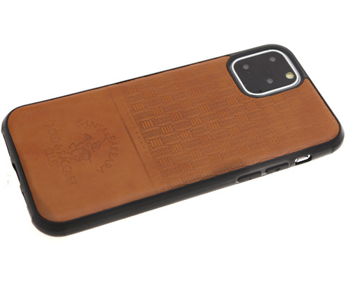 Накладка для SAMSUNG A037F  A03S, 6d, под кожу, коричневый