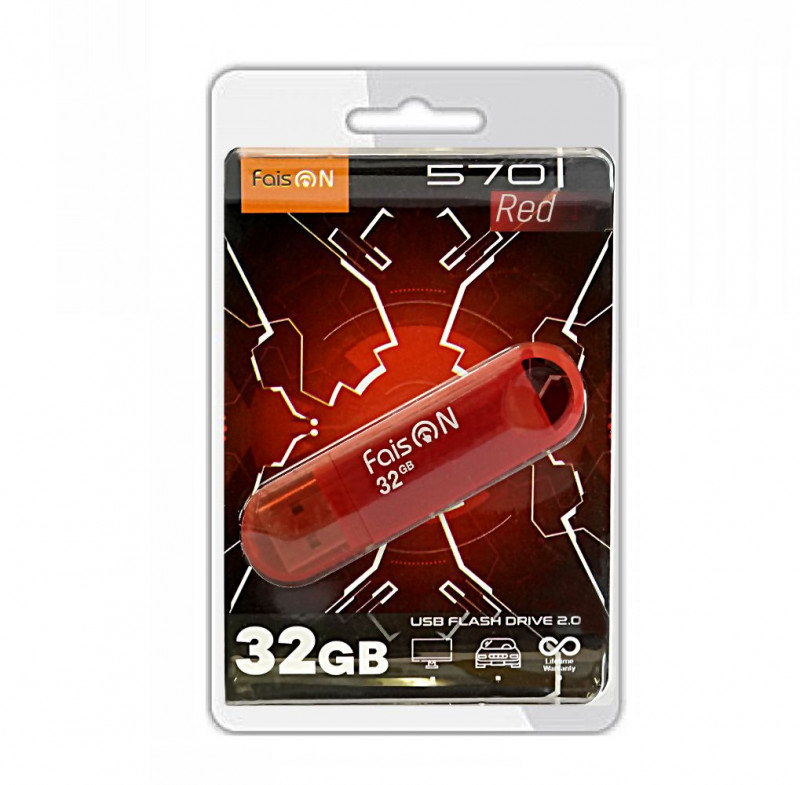 Флеш-накопитель 32Gb FaisON 570, USB 2.0, красный