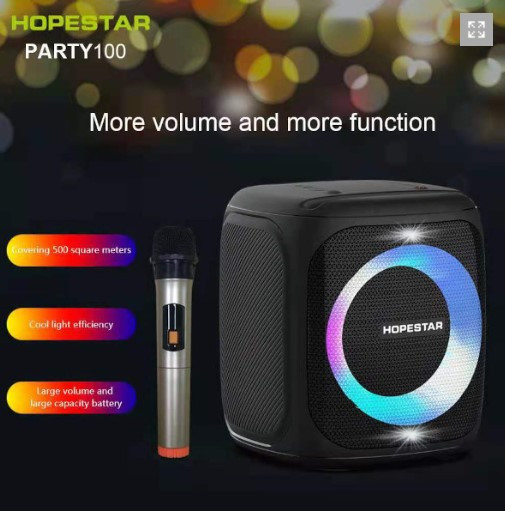 Колонка HOPESTAR PARTY 100, 50W. 1000mah беспроводная высокомощная. с караоке микрофоном,Bluetooth