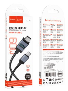 USB кабель для TYPE-C TYPE-C HOCO X118, 60W, 1м, 3.0А