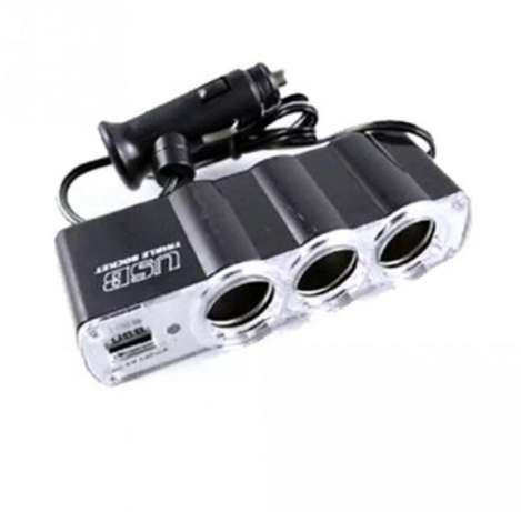 Переходник в прикуриватель (WF-0120ch) 3 ЗУ, 1USB со шнуром (1000mAh)