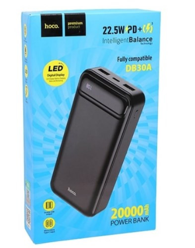 Внешний аккумулятор HOCO DB30A 20000 mAh, 2 USB, Type-C, PD, LED