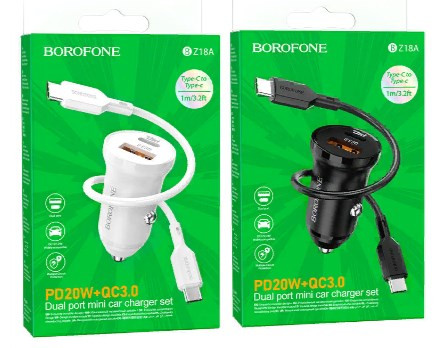 АЗУ BOROFONE BZ18A, 20W 1USB 3.0 Type-C-Type-C