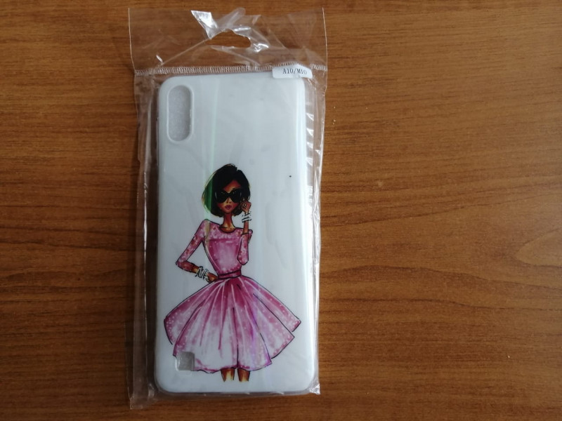 Силикон для SAMSUNG A105F A10, M105F M10, Перламутр, Девушка в розовом платье